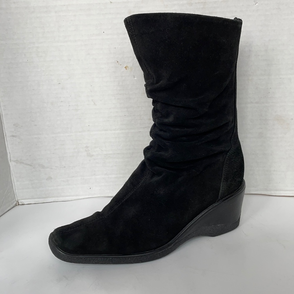 Aquatalia boots black Marvin K Suede Wedge